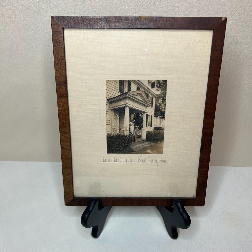 Antique Fred Thompson Hand-Colored Photograph "Going To Church" Framed Print